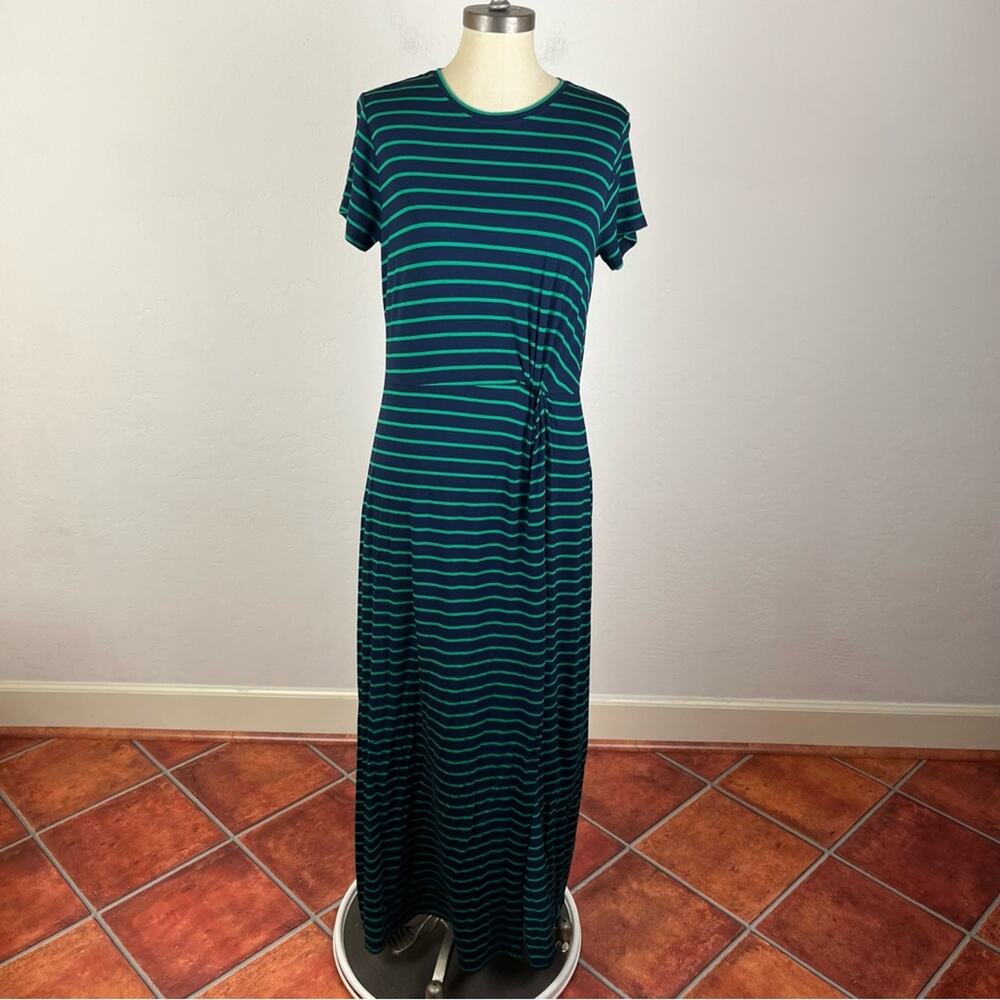 LOFT Navy and Teal Striped Maxi Dress - Picture 2 of 8